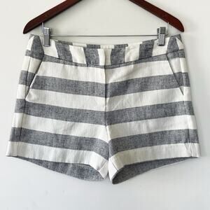 British Khaki Striped Gray & White Shorts Size 8 EUC